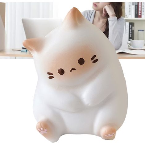 Jouet pour chat mignon et doux, sûr, en PU, à rebond lent, décoratif, coloré, idéal pour la famille, le bureau et les voyages, blanc. (1/5)