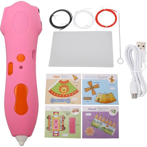 Stylo imprimante 3D rechargeable basse température pour enfants rose, avec rouleau de filament 3 couleurs (1/5)