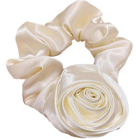 Gros nœud satin élastique cheveux, anneau cheveu fleur, scrunchie large intestin, bandeau cheveux satiné. (1/4)