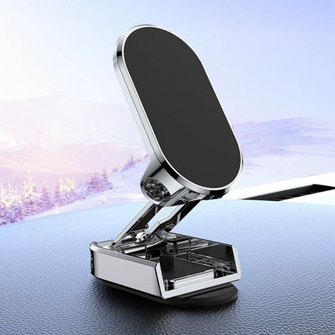 Support téléphone voiture magnétique pliable, support rotatif 360° pour tableau de bord, berceau de fixation smartphone (1/5)