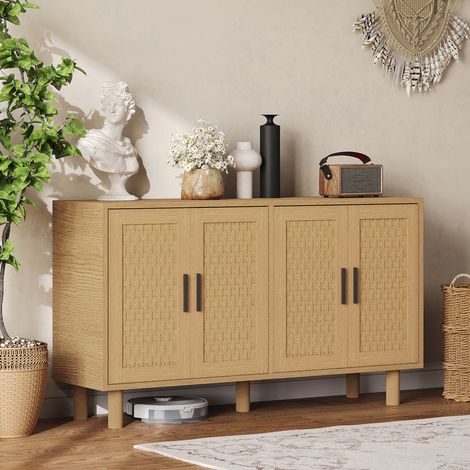 Rotin Meuble de Rangement,Buffet avec 2 Portes,Bohémien,Armoire de Rangement pour Salon Chambre à Coucher Salle à Manger Couloir (1/5)