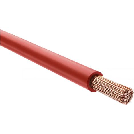 HELU KABEL H07Z-K 90°C 1X25mm² RD (rot) Einzelader halogenfrei rot AD 10,6mm Nennspannung Uo/U 450V/750V - 1 Meter