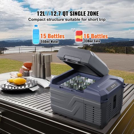 Glacière portable 12V voiture, congélateur compresseur 12 L zone unique, -20°C à 20°C, 12/24V DC 100-240V AC pour extérieur, camping, caravane (1/5)