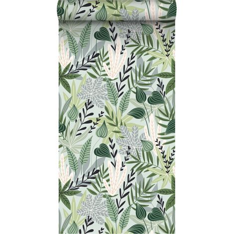 papier peint intissé XXL feuilles au style scandinave vert menthe - ESTAhome (1/5)