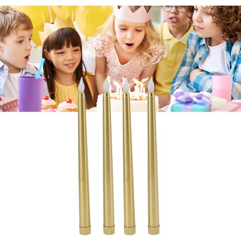 Bougies LED pour Noël, mariages, anniversaires, longues bougies (lot de 4, dorées) (1/5)