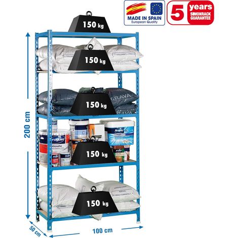 SIMONRACK Estantería Metálica Sin Tornillos Maderclick Plus Azul/Madera (1/5)