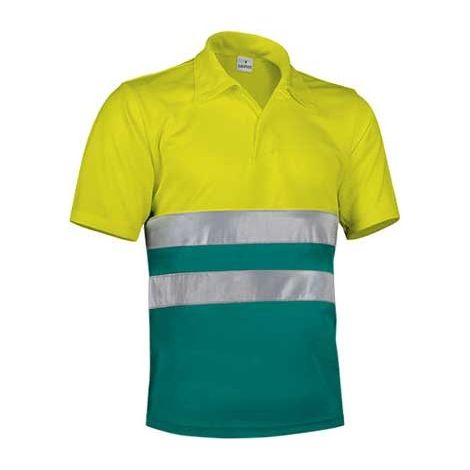 Polo manga corta de alta visibilidad - EN 20471 VALENTO Build 3XL Amarillo fluor / Verde amazonas