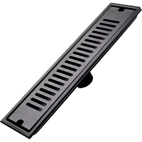 Grille Douche, 30x10cm Siphon de Sol Rectangulaire, Siphon Linéaire de Douche en Acier Inoxydable Noir avec Grille Amovible pour WC Salle de Bain Cuisine Balcon (1/5)