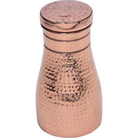 1 Bouteille d'eau en cuivre pur 750 ml sans joint bouchon vissé silicone usage voyage ayurveda (1/2)