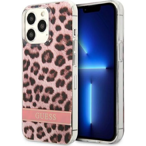 Funda rígida rosa con estampado de leopardo Guess GUHCP13LHSLEOP para iPhone 13 Pro / 13 de 6,1 pulgadas. (1/5)
