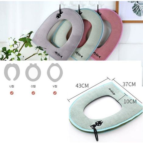 Housse De Siege De Toilette - Tissu Doux - Universel 43 5 X 37 Cm - Pour Salle De Bain Hiver - Lot De 3 (1/5)