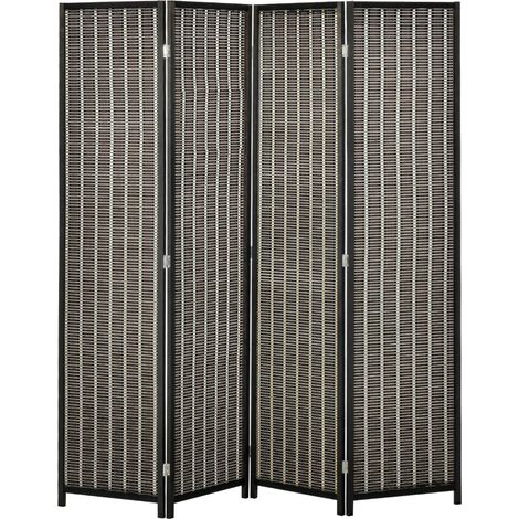 CHICFURN Paravent 4 paneles 180 x 180 cm en bambú marrón plegable, separador de espacio interior (1/5)