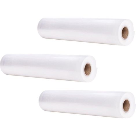 Rouleau Film Sous Vide - Gaufré - 20 cm x 5 m - Épaisseur 80 à 85 µm - Sans BPA - Pour Machine Mise Sous Vide - Lot de 3