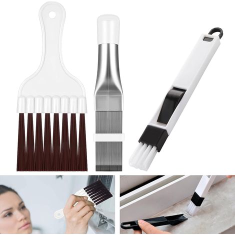 Peigne d'Aileron de Condensateur de Climatiseur,Brosse de Nettoyage à Ailettes,3pcs Nettoyeur d'Ailettes de Climatiseur,Brosse de Climatiseur,Brosse de Nettoyage en Acier Inoxydable,Outil Radiateur (1/4)