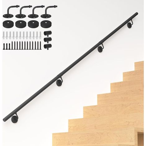 240 cm Main courante industrielle en métal, parapets à tubes ronds pour marches intérieures/extérieures, rails de soutien pour l'assemblage de murs, capacité de charge de 200 kg, pour femmes enceintes (1/5)