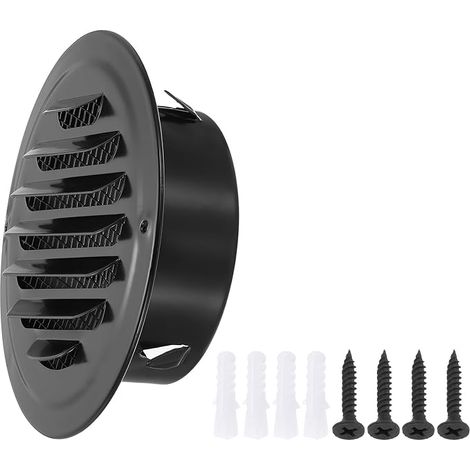 4" Round Stainless Steel Ventilation Cover with Mesh Vent Duct Outlet Grille Screen, Black (1/5)