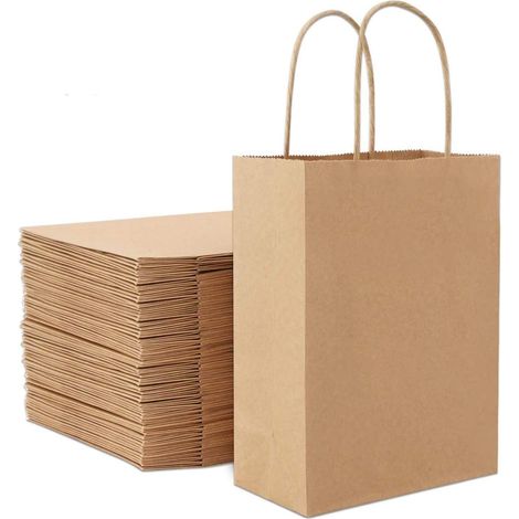 32 Pieces Kraft Paper Bags, Kraft Paper Bags with Handles, Recyclable Gift Wrapping Bags for Birthdays, Weddings, Christmas and Party Celebrations (Thickened, 130gsm) (1/5)