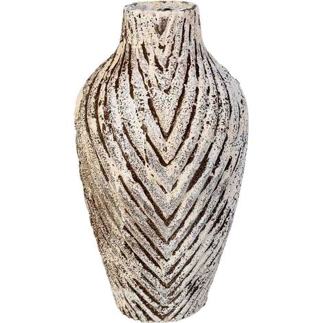 Jarrón de resina blanco envejecido 25x25x46,5h cm