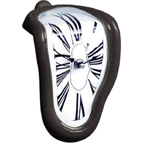 Horloge de bureau décorative rétro en plastique métallisé noir (1/5)