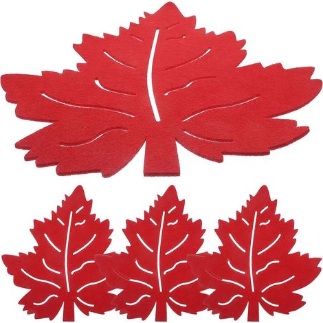 Lot de 4 sets de table en tissu à motifs de feuilles, dessous de verre isolants et antidérapants pour assiettes (1/5)