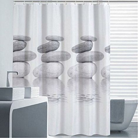 Tenda doccia 200x200cm in tessuto grigio ghiaia antimuffa e idrorepellente