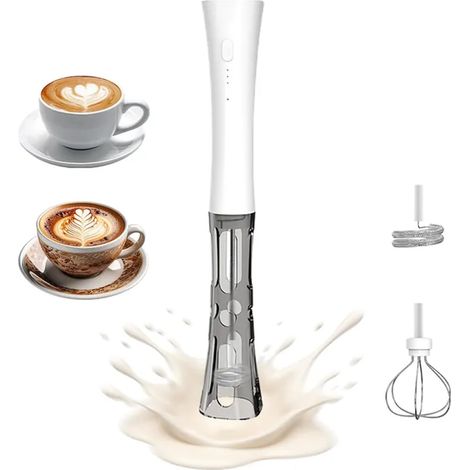 ZHIJIA PREMIUM Lot de 1 fouet à lait électrique blanc double tête portable mélangeur café cuisine (1/5)