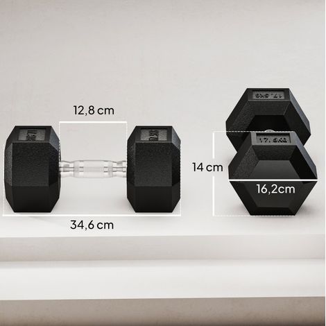 Kurzhantel-Set 35 kg, sechseckig, Anti-Rutsch-Griff, schwarz HAVRYA (1/4)
