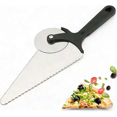2-in-1-Pizzaschneider mit Rad und rutschfestem Silikongriff für Pizza, Brot, Kuchen und Kekse (1/2)