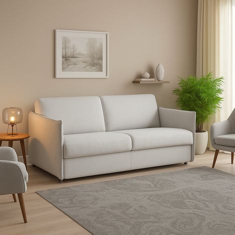 Sofá Fijo 3 Plazas Severo, Desenfundable, Lavable Made in Italy, Reposabrazos, 200x95 cm Gris Claro (1/3)