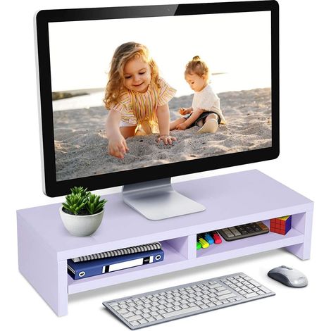Support de Moniteur Réhausseur d\'Écran d\'Ordinateur Élévateur d\'écran de Bureau Support pour Écran d\'ordinateur Universal pour TV, PC, Ordinateur Portable, 50 x 20 x 11,7 cm, Charge 30 kg (1/5)