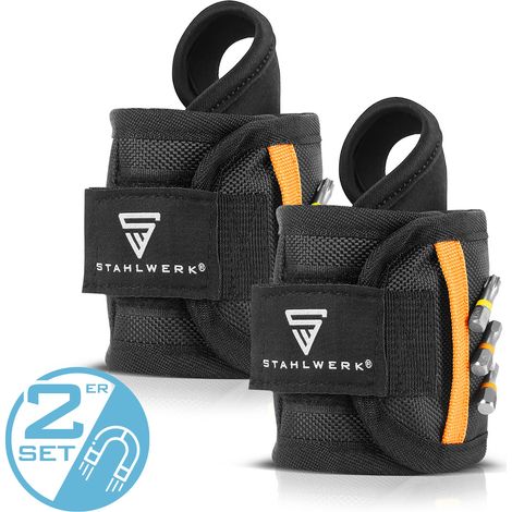 STAHLWERK Set di 2 braccialetti magnetici per gli amanti del fai da te da