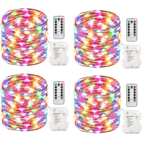 15,2 x 4,8 m LED-Lichterkette, batteriebetrieben mit Timer und Fernbedienung, wasserdichte Lichterkette aus Kupferdraht für Schlafzimmer, drinnen und draußen, Hochzeit, Kaltweiß (1/5)