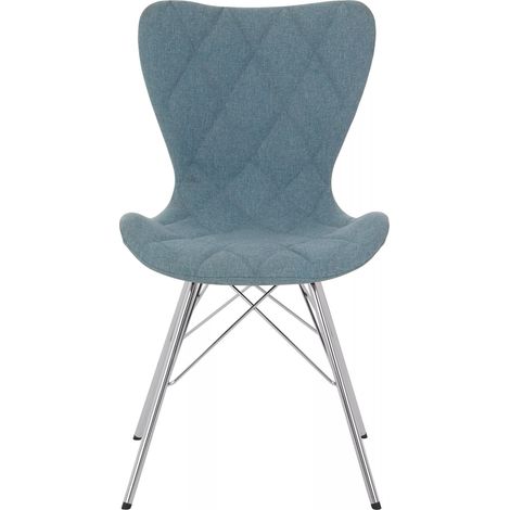 Interiors by Premier Blue Dining Chair, Effortless Cleaning Small Chair for Living Room, Space-Saving Small Chair, Checkered Fabric Chair (1/5)