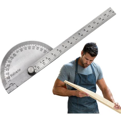 Détecteur d'angle de rapporteur, Détecteur de règle d'angle en acier inoxydable, Règle de travail du bois, outil de mesure d'artisan, rapporteur mathématique pour mesurer l'angle (1/5)