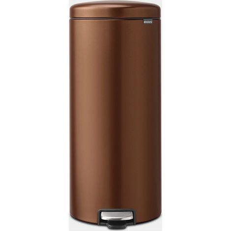 Brabantia 238789 NewIcon Cestino per Rifiuti Rotondo 30 L Acciaio con Chiusura Ammortizzata e Antiscivolo colore Bronzo