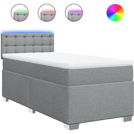 Maison Exclusive - Cama box spring con colchón tela gris claro 10