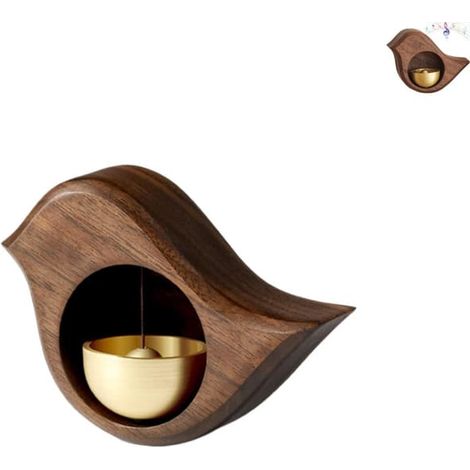 Sonnette en bois décorative suspendue, sonnette de style vintage, sonnette magnétique en bois en forme d'oiseau, adaptée (1/5)
