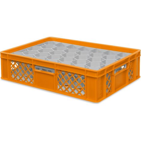 BRB Gläserkiste 600x400 mm für 15, 24, 33 oder 40 Gläser, farbig (Orange, für 33 Gläser Ø 75 mm, Glashöhe max 122 mm)