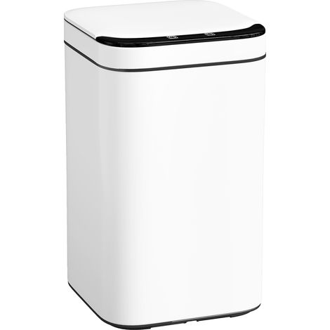 Beyamis 13-Liter-Abfalleimer mit Sensor und Deodorantfach, Edelstahl und PP, 24 x 24 x 41 cm, Weiß und Schwarz