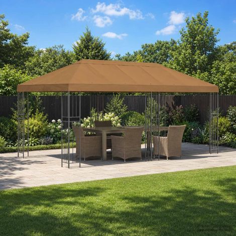 Gazebo con pareti laterali 6 x 3 m Beige Poliestere e Acciaio vidaXL (1/5)