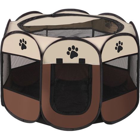 Cage pour chat pliable avec porte zippée, pour intérieur et extérieur, grise, 91 x 91 x 5454 cm. (1/4)