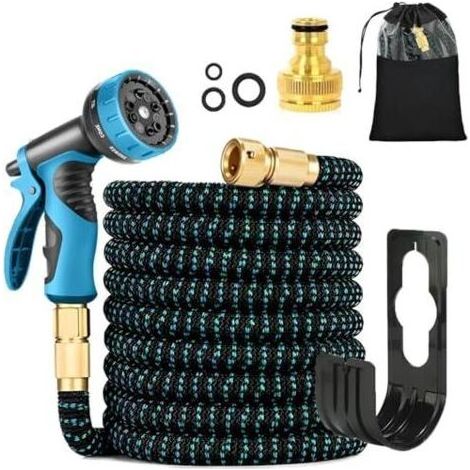 Tubo Irrigazione Estendibile, Irrigazione Espandibile con 1/2" e 3/4" Adattatori, 10 Modalità di Irrigazione, Lattice Tripla Durevole Spessa di Raccordi Borsa (100FT) 100ft - (1/5)