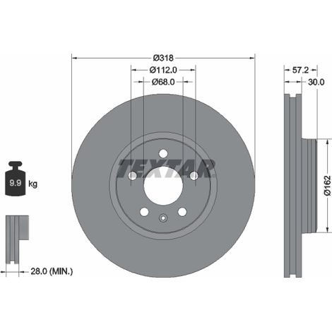 Lot de 2 Disques de frein Textar 92282705 AUDI 80A615301 80A615301E 8W0615301AA