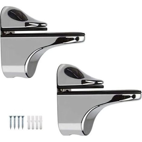 Houhence – Support de tablette en verre réglable 2 pièces – Pour étagères en bois ou verre 5 à 22 mm – Alliage de zinc résistant à la corrosion (1/5)