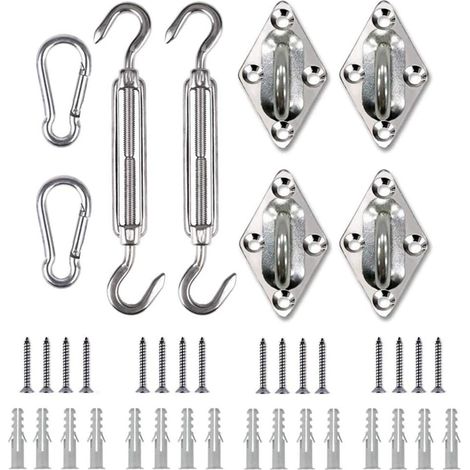 40 Stück M5 Kit de Fixation pour Voile d'Ombrage, kit de Fixation pour auvent, Edelstahl 304, geeignet für dreieckige und quadratische Markisen (1/5)
