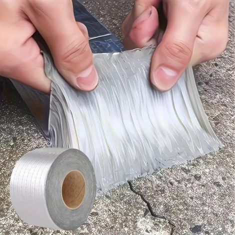 1 ruban adhésif étanche résistant aux hautes températures en aluminium butyle pour mur, piscine, toit, fissure, conduit, réparation autocollante (1/4)