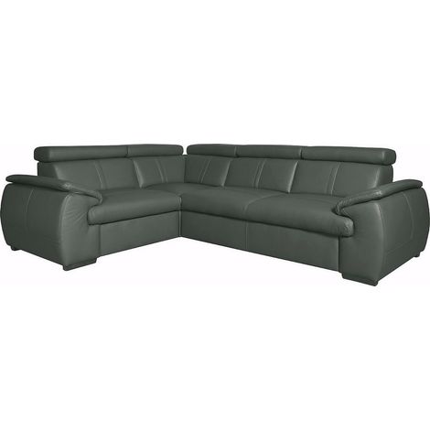 Canapé d'angle en 100% cuir de luxe italien , 5 places Cintia, couleur gris foncé, angle gauche