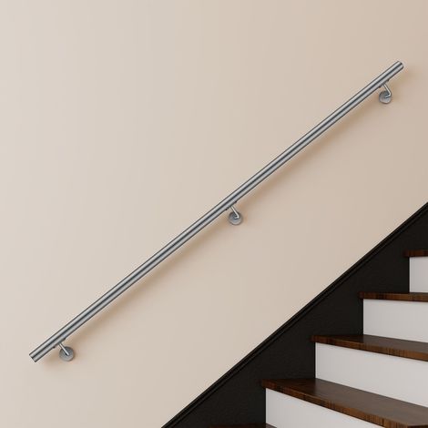 Main courante inox 304 pour intérieur et extérieur - couleur agent- en 220cm-Fixation murale incluse
