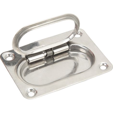 1 poignée de levage encastrée, acier inoxydable 304, finition poli miroir, 76 x 57 mm, pour trappe bateau, camping-car, yacht (1/5)