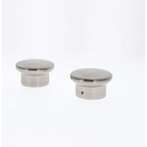 Lot de 2 Embouts Chapeau pour tringles à rideaux de Diam. 28mm en Nickel Mat - BOULET (1/5)